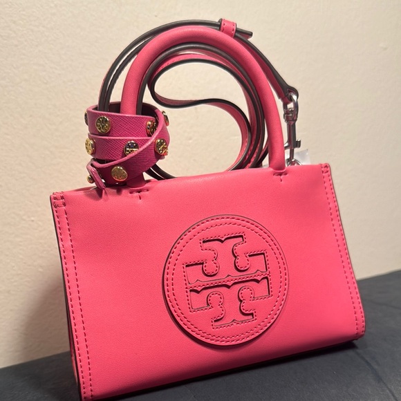 Tory Burch Pink Mini Ella Handbag & Leather Bracelet